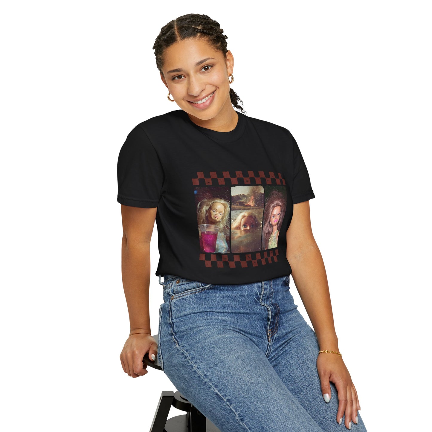 Vintage Photo Grid T-Shirt — Retro Checkerboard Portrait Tee