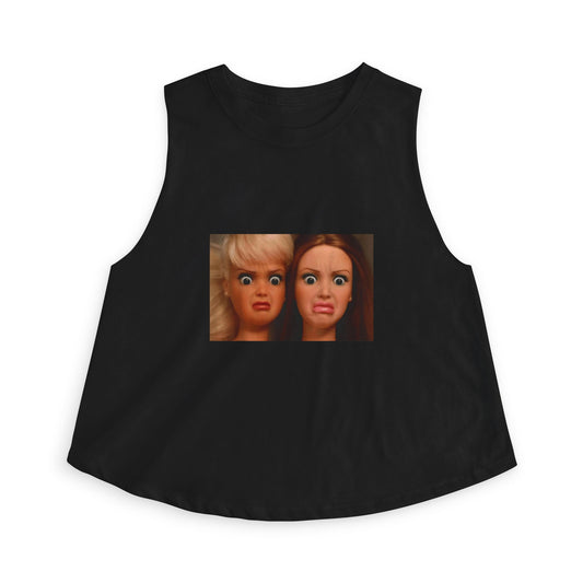 Crop Top — Funny Doll Face Graphic Women's Tank