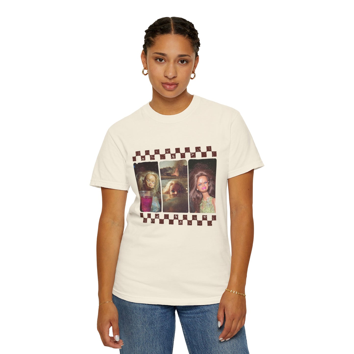 Vintage Photo Grid T-Shirt — Retro Checkerboard Portrait Tee