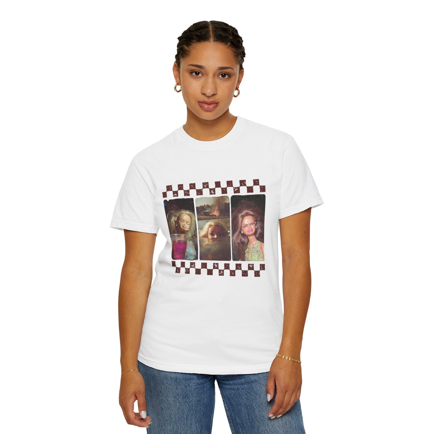 Vintage Photo Grid T-Shirt — Retro Checkerboard Portrait Tee