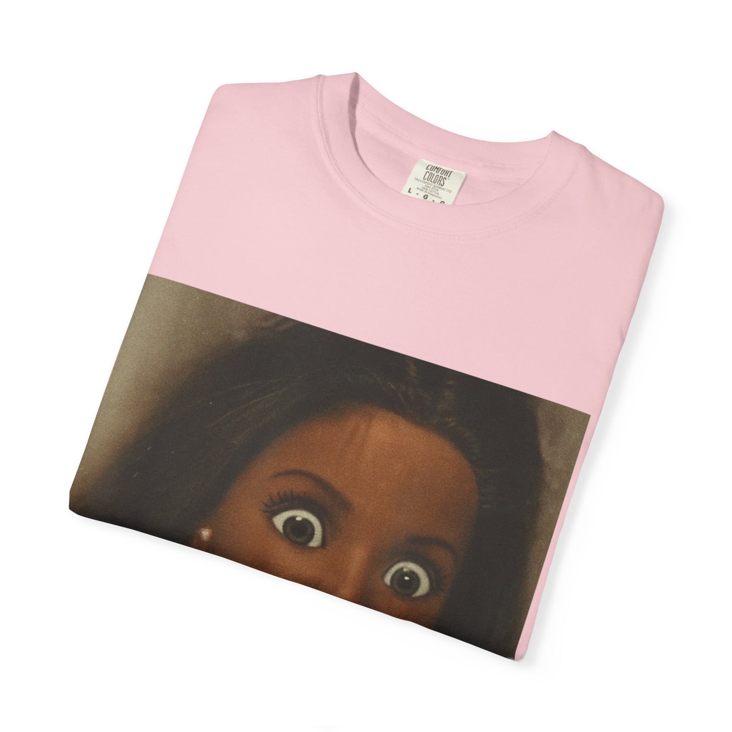 Graphic T-Shirt Featuring Surprised Doll Face Print