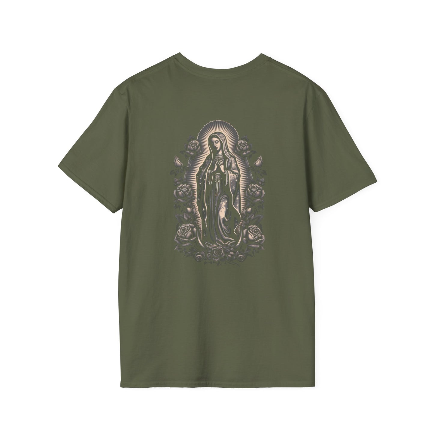 Virgin Mary Floral Back Tee — Jeremiah 29:11 Scripture Prayer T-Shirt