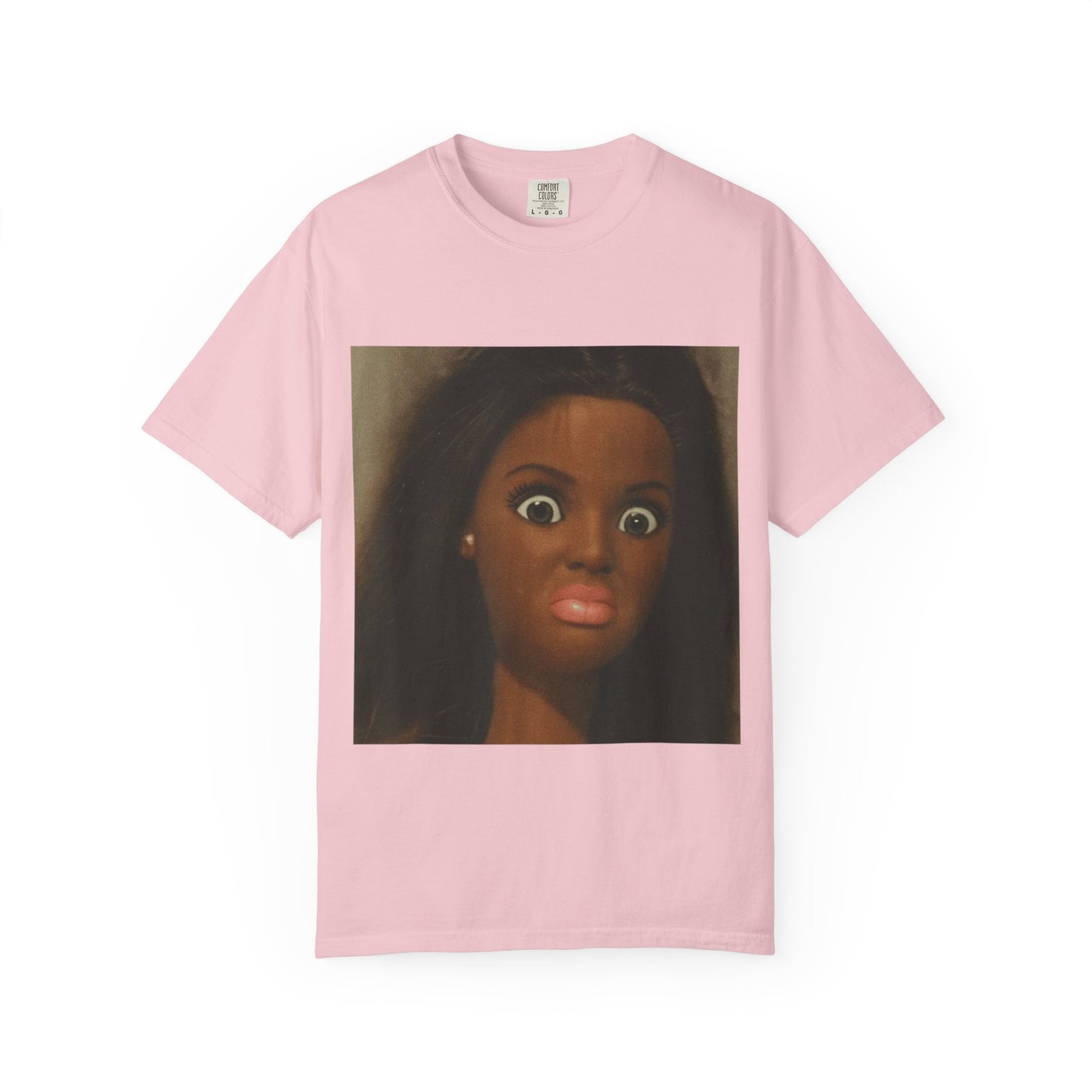 Graphic T-Shirt Featuring Surprised Doll Face Print