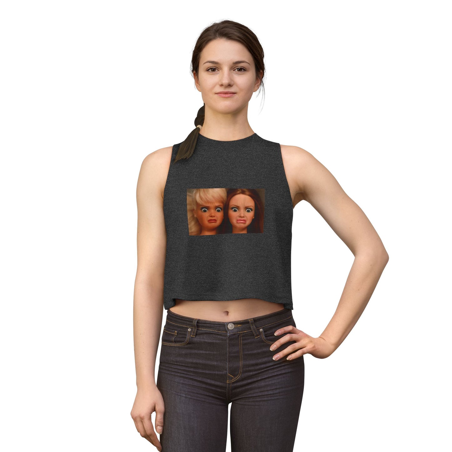 Crop Top — Funny Doll Face Graphic Women's Tank