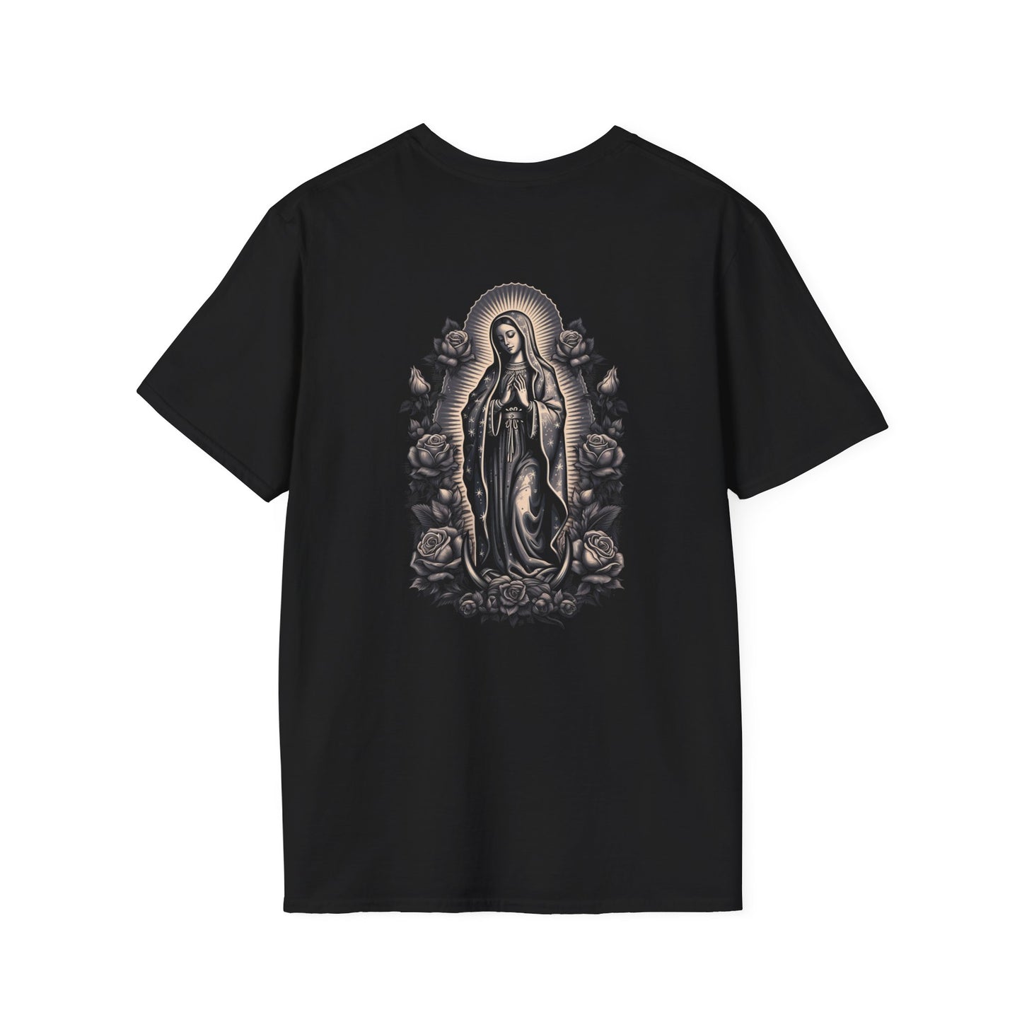 Virgin Mary Floral Back Tee — Jeremiah 29:11 Scripture Prayer T-Shirt