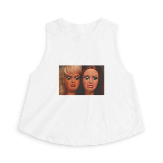 Crop Top — Funny Doll Face Graphic Women's Tank
