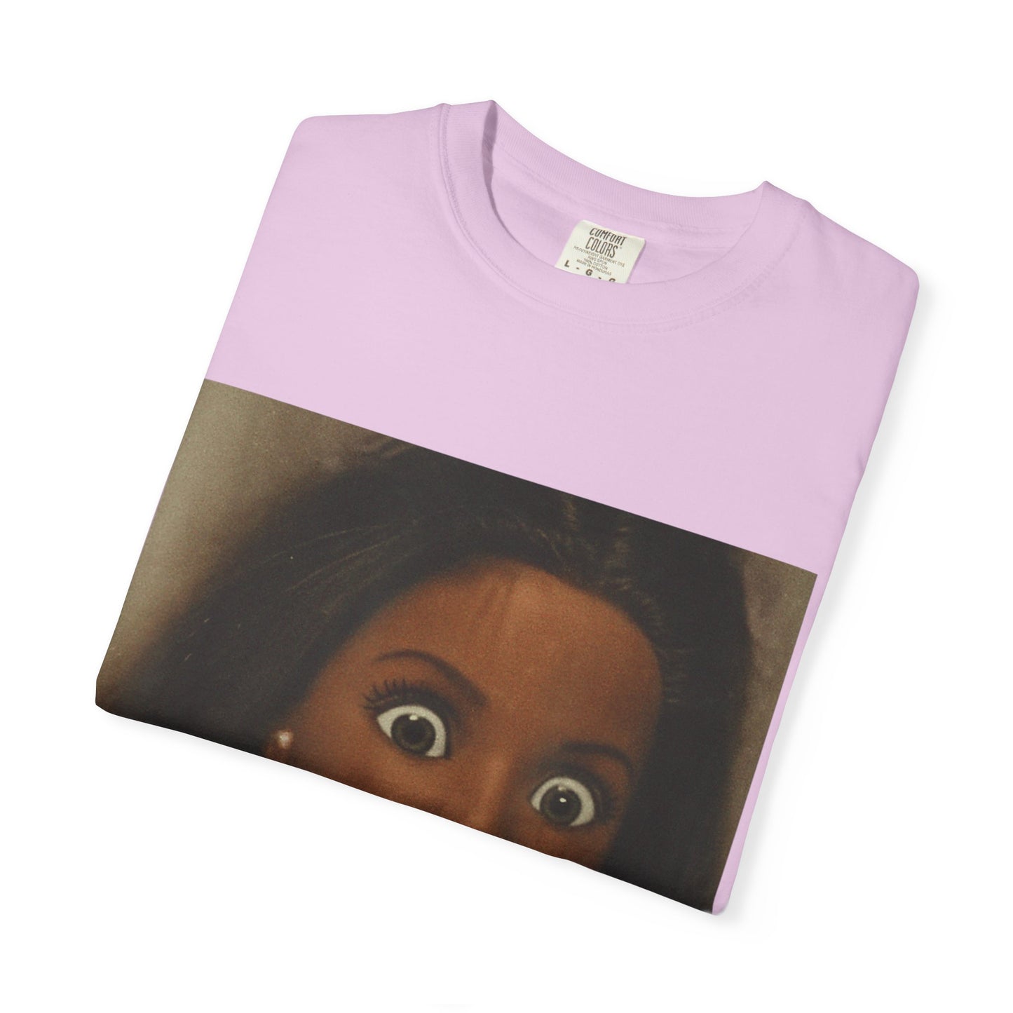 Graphic T-Shirt Featuring Surprised Doll Face Print