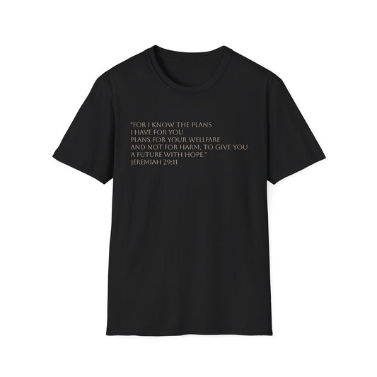 Virgin Mary Floral Back Tee — Jeremiah 29:11 Scripture Prayer T-Shirt