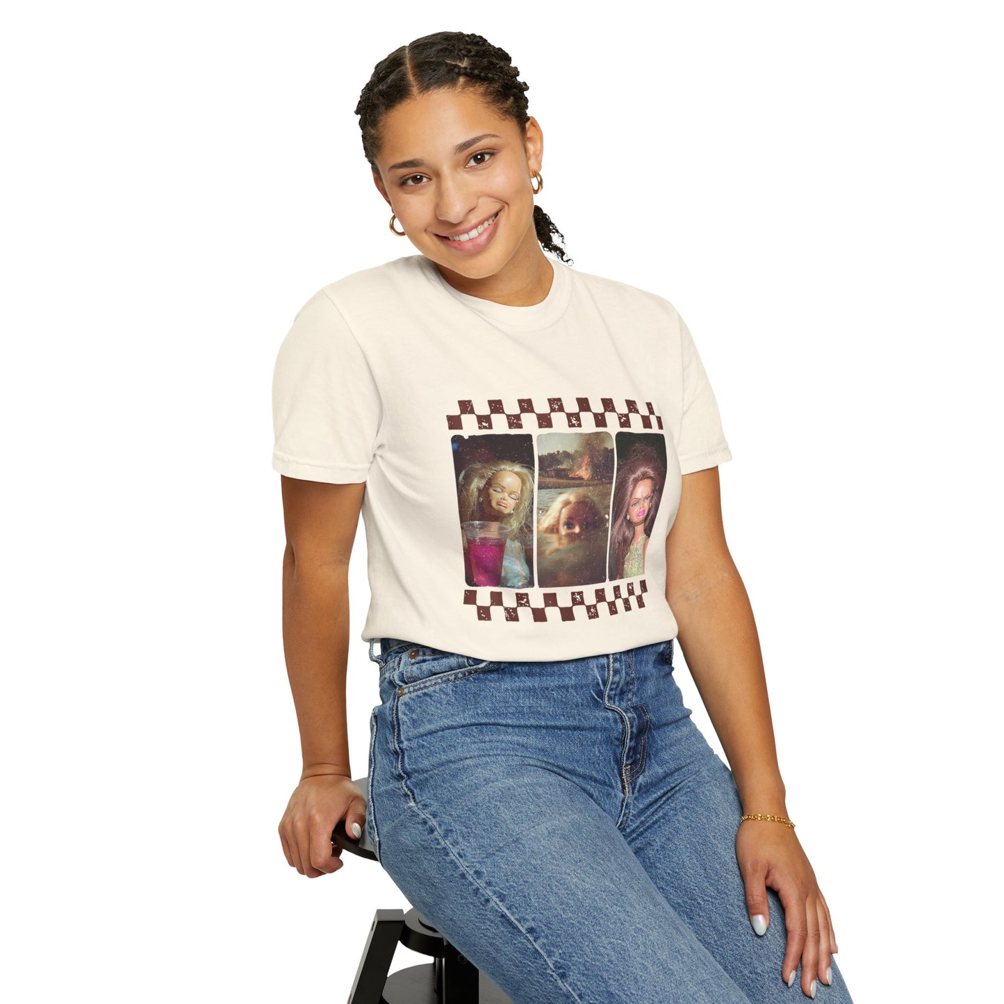 Vintage Photo Grid T-Shirt — Retro Checkerboard Portrait Tee