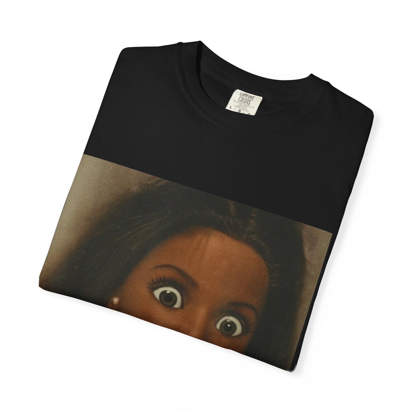 Graphic T-Shirt Featuring Surprised Doll Face Print