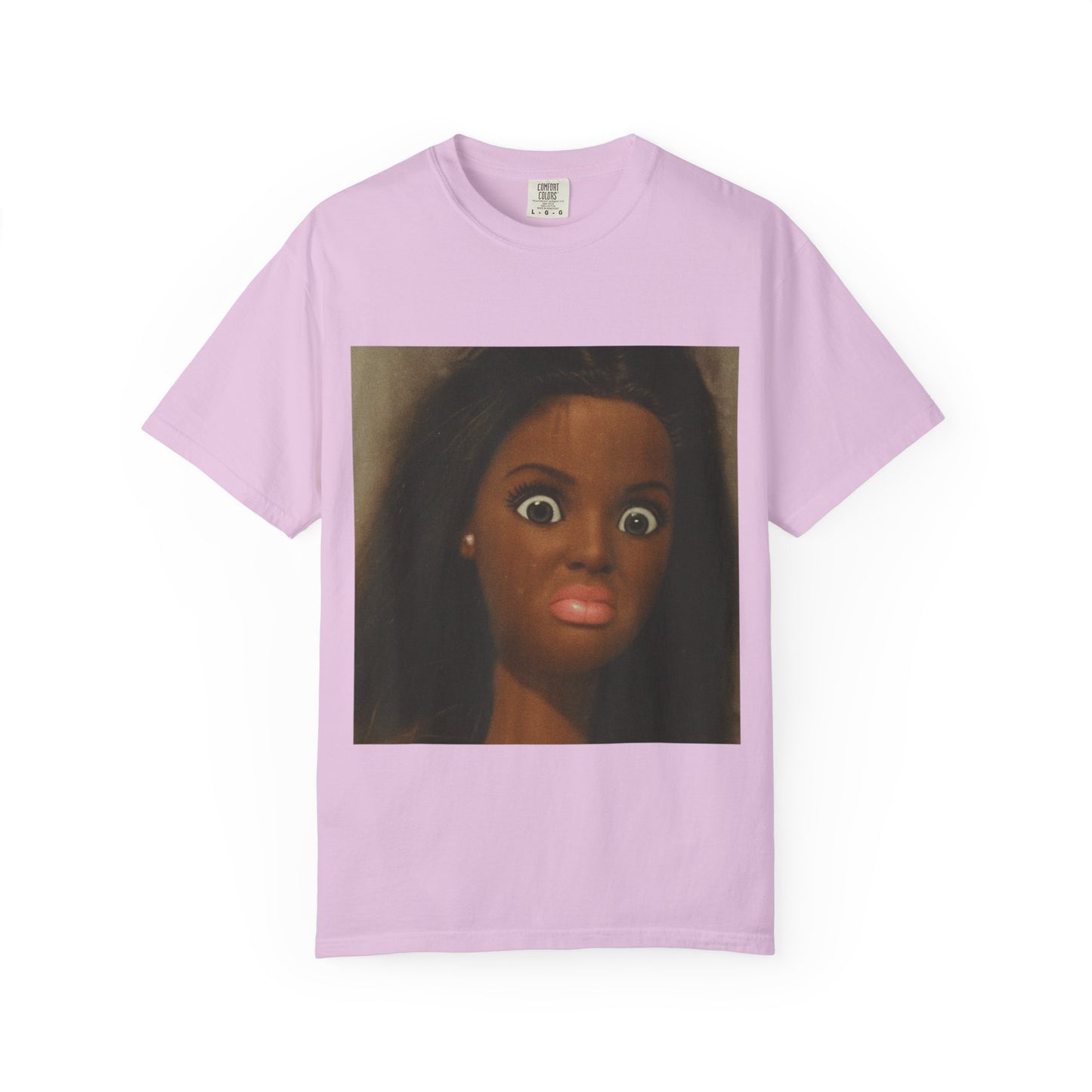 Graphic T-Shirt Featuring Surprised Doll Face Print