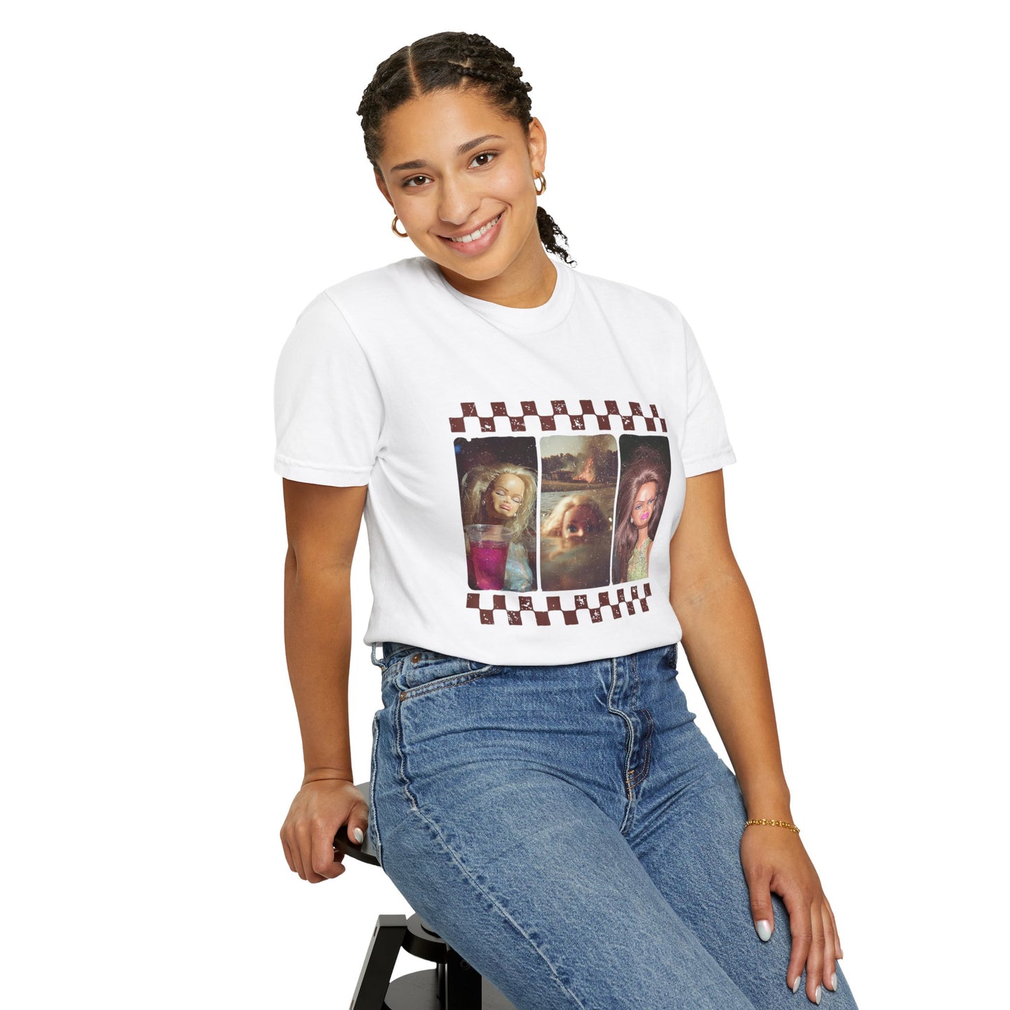 Vintage Photo Grid T-Shirt — Retro Checkerboard Portrait Tee