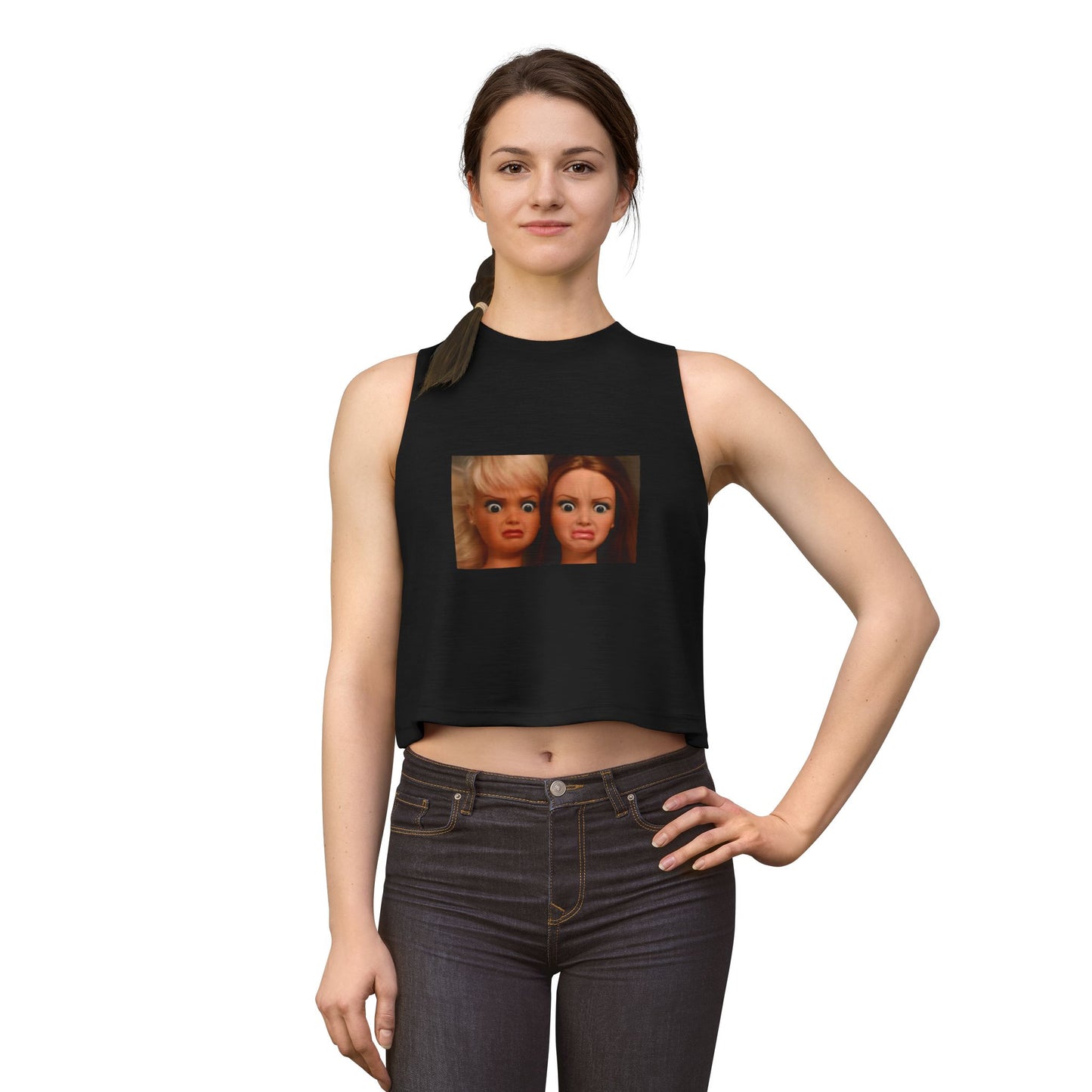 Crop Top — Funny Doll Face Graphic Women's Tank