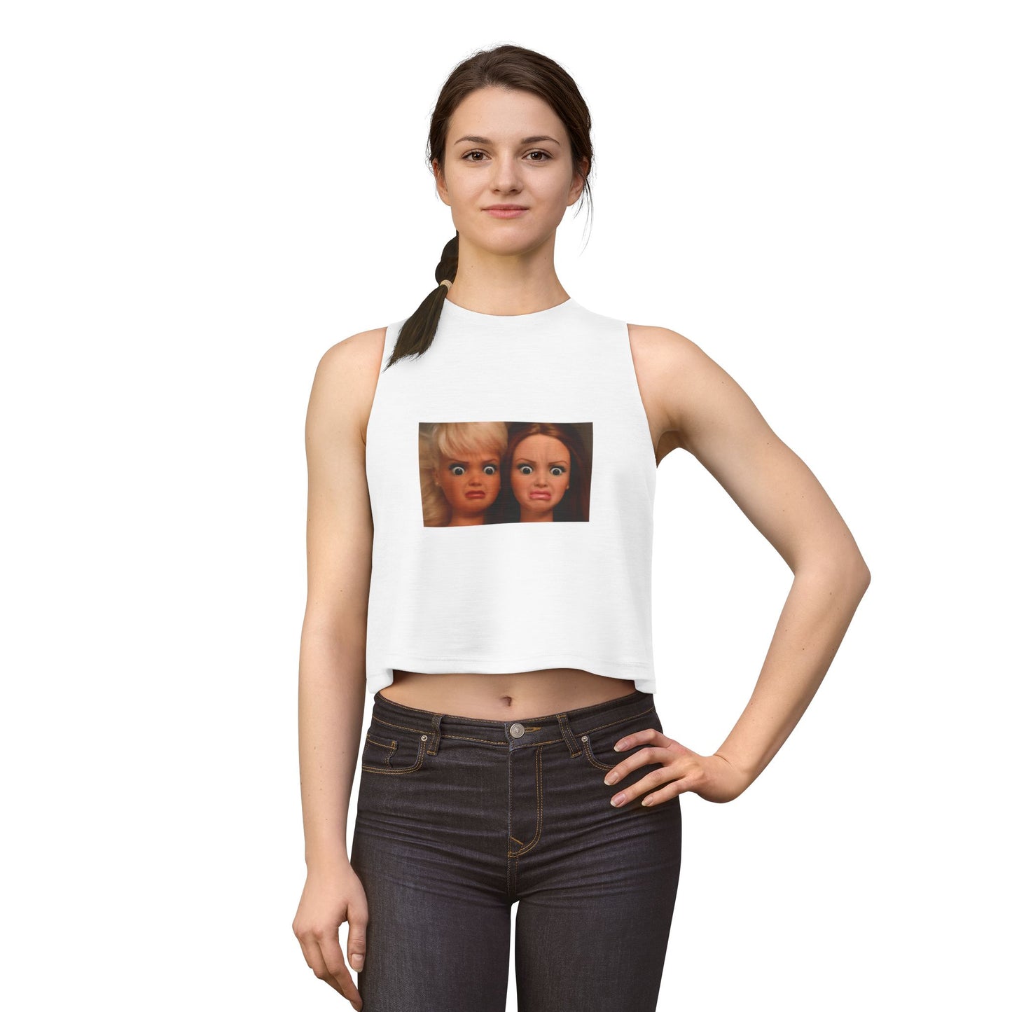 Crop Top — Funny Doll Face Graphic Women's Tank