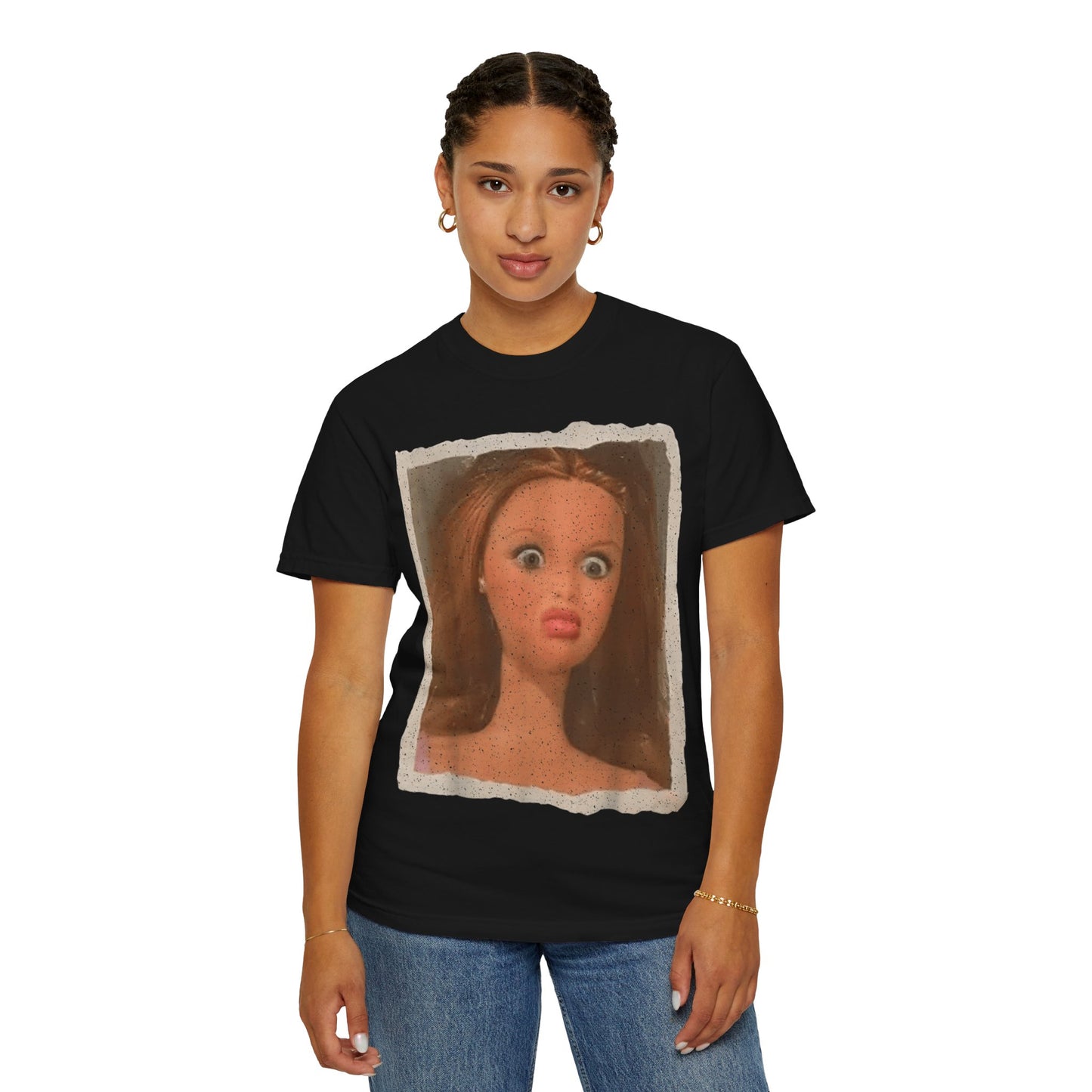T-Shirt — Surprised Doll Portrait Graphic Tee